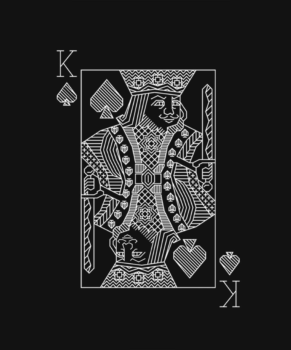 Black Half Sleeves Round Neck King Of Spades Printed Oversized T-Shirt