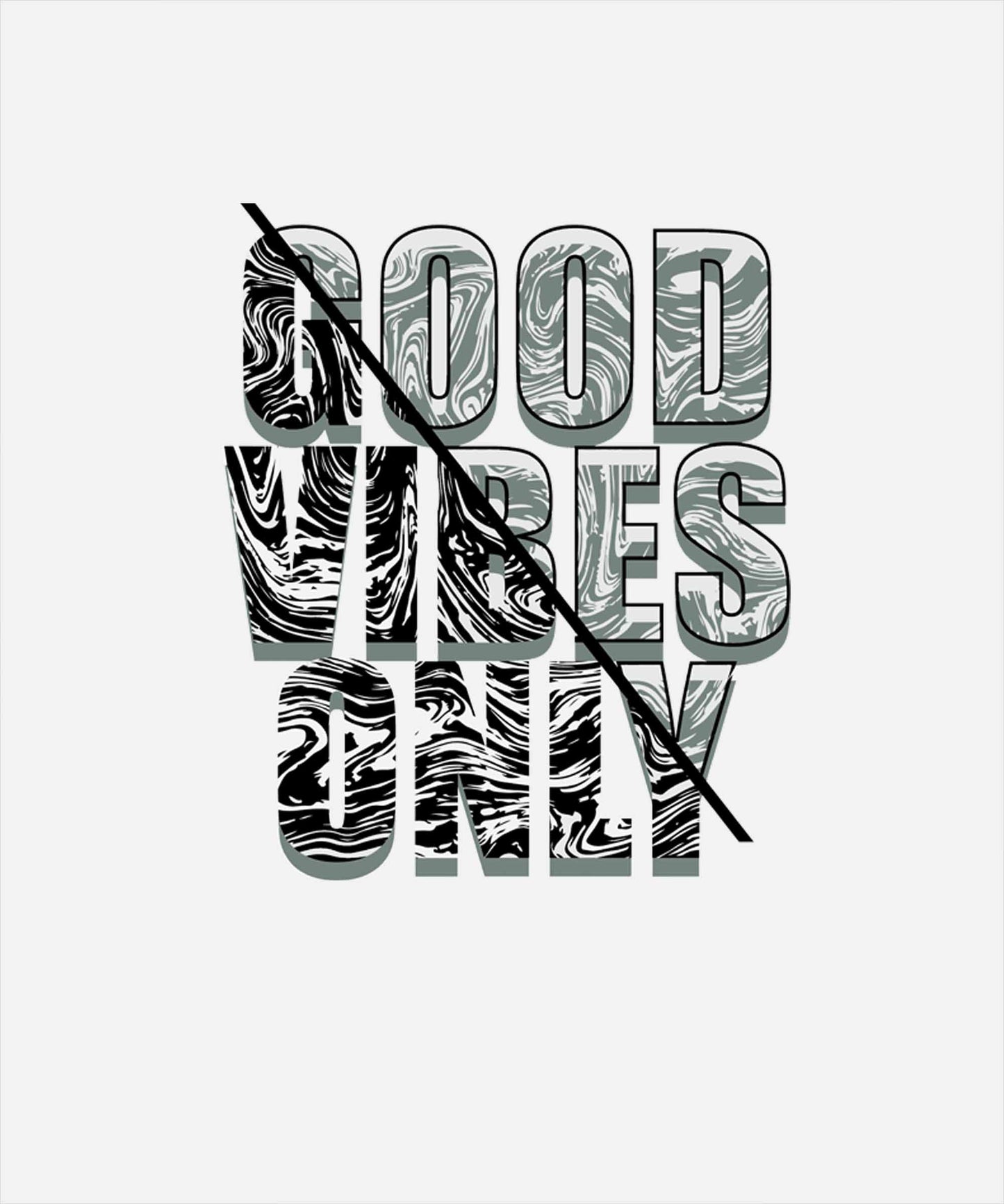 White Round Neck Half Sleeve Good Vibes Only Printed Regular T-Shirt