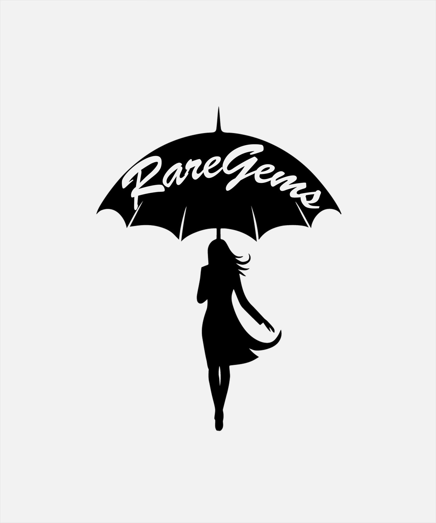 White Half Sleeves Round Neck Girl Holding An Umbrella Printed Oversized T-Shirt