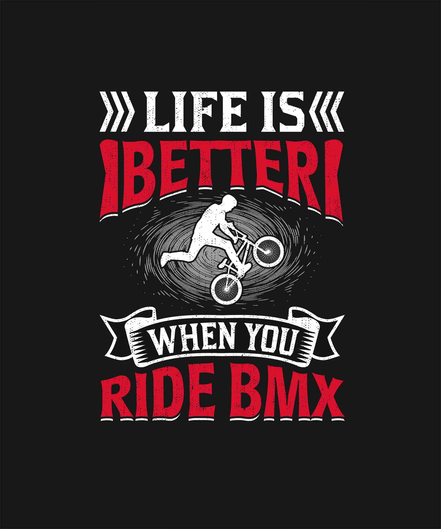 Black Half Sleeves Round Neck Ride BMX Printed Oversized T-Shirt