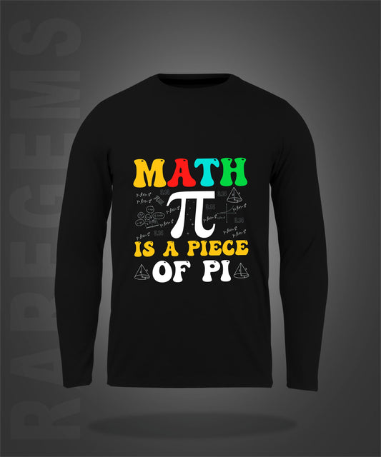 Black Round Neck Maths And Pi Printed Full Sleeves T-Shirt