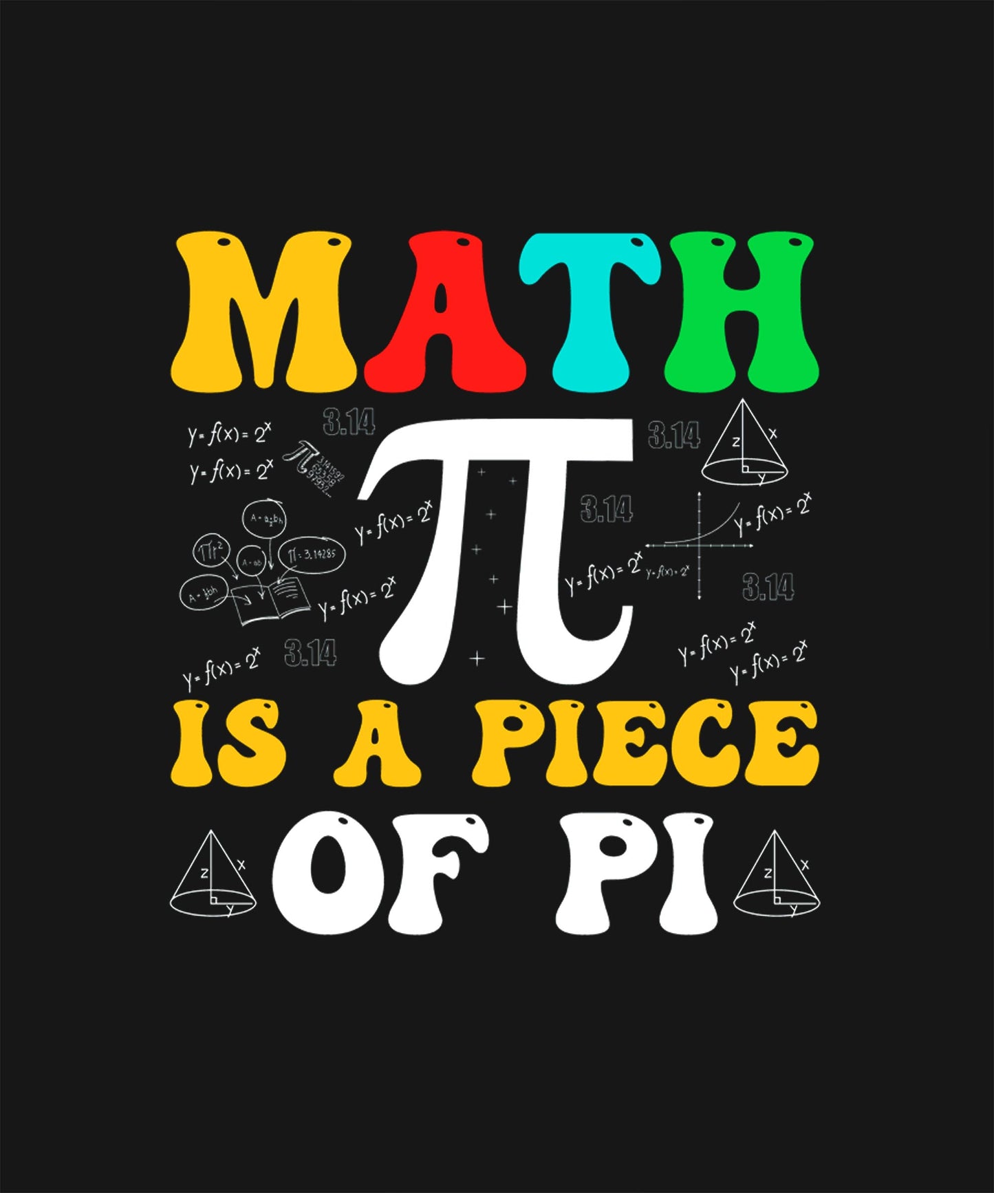 Black Half Sleeves Round Neck Maths And Pi Printed Regular T-Shirt