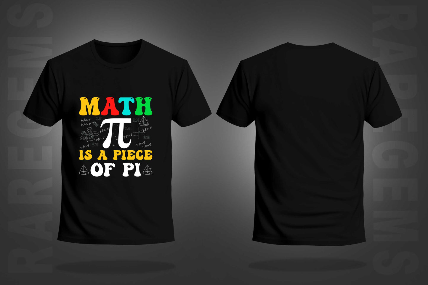 Black Half Sleeves Round Neck Maths And Pi Printed Regular T-Shirt