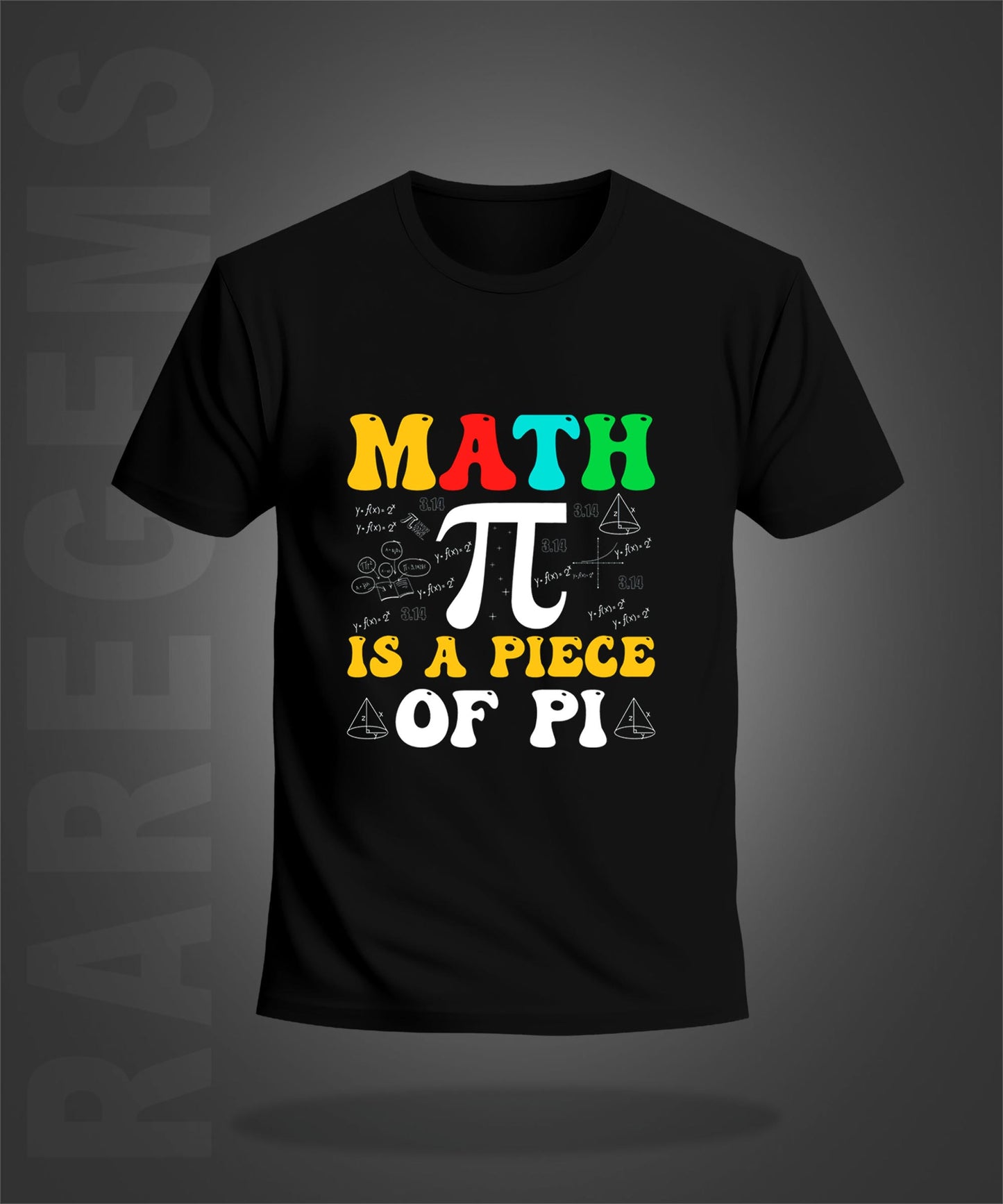 Black Half Sleeves Round Neck Maths And Pi Printed Regular T-Shirt