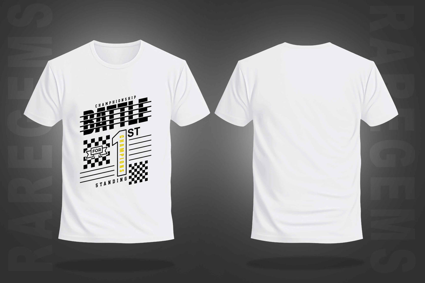 White Half Sleeve Round Neck Battle Championship Printed Regular T-Shirt