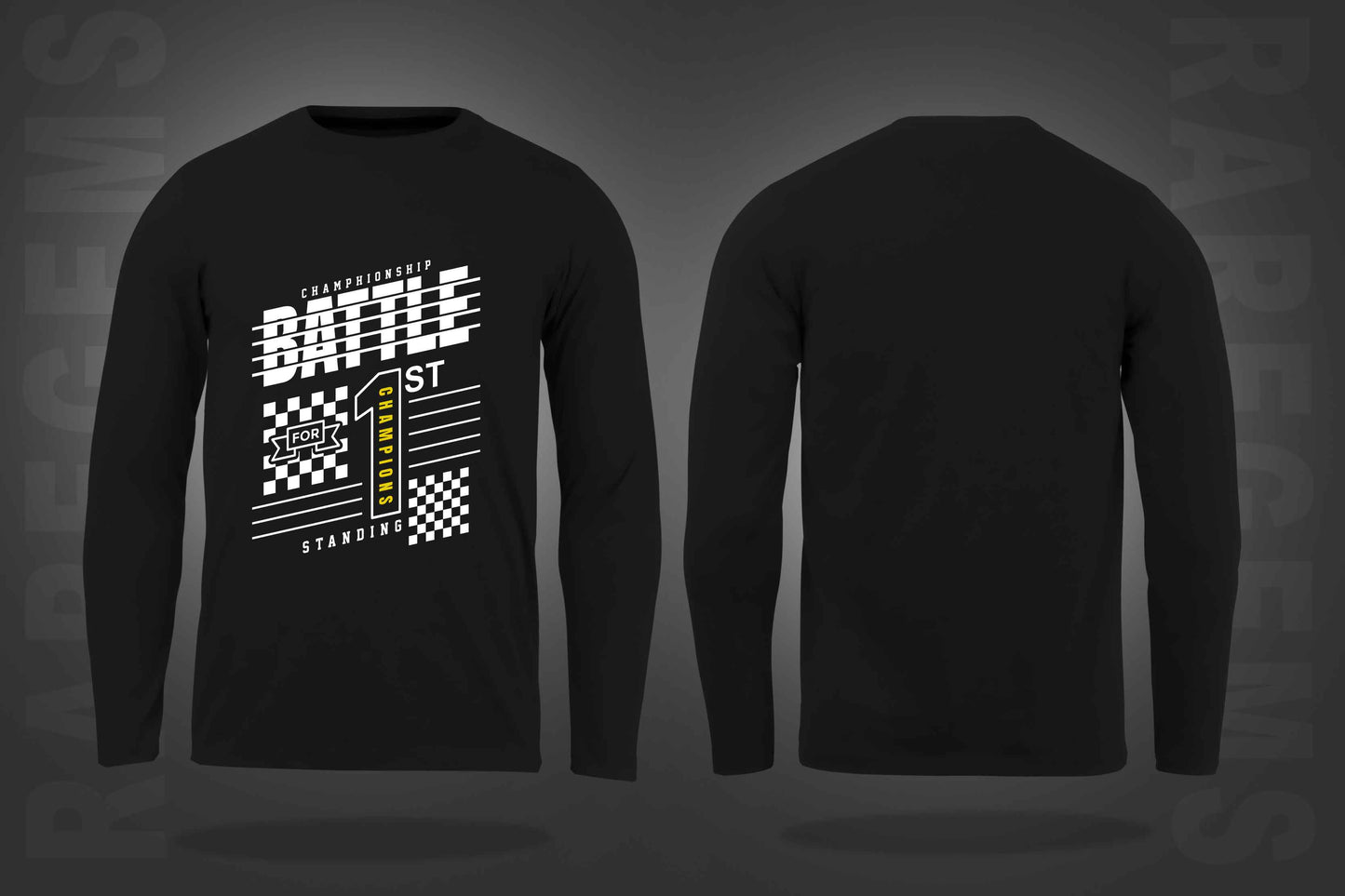 Black Round Neck Battle Championship Printed Full Sleeves T-Shirt