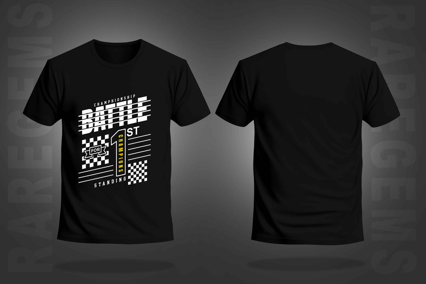 Black Half Sleeve Round Neck Battle Championship Printed Regular T-Shirt