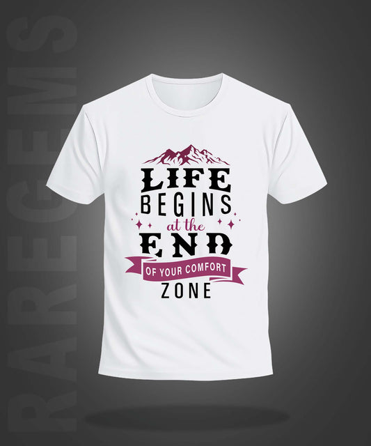 White Half Sleeves Round Neck Motivational Quote On Life Printed Regular T-Shirt