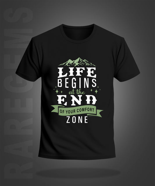 Black Half Sleeves Round Neck Motivational Quote On Life Printed Regular T-Shirt