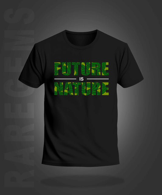 Black Round Neck Half Sleeve Future Is Nature Printed  Regular T-Shirt