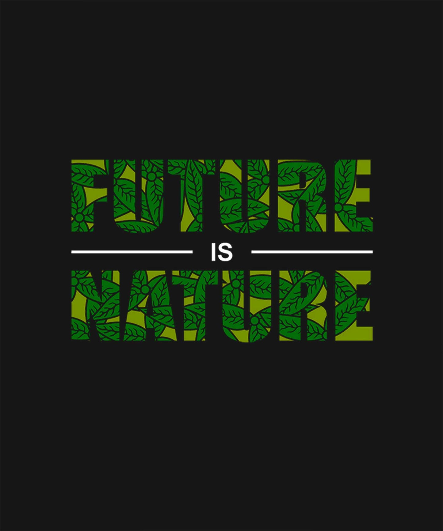 Black Round Neck Future Is Nature Printed Full Sleeves T-Shirt