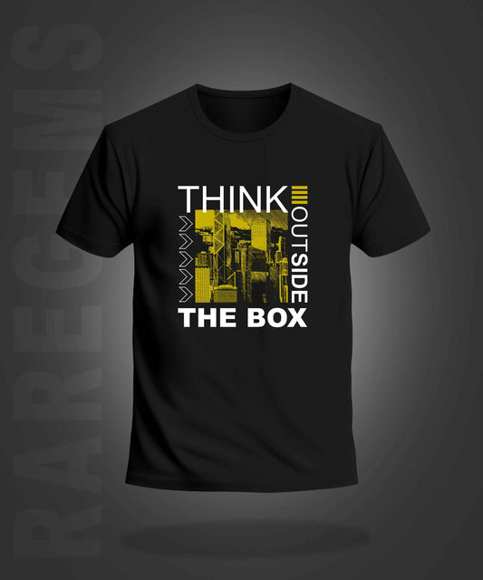 Black Round Neck Half Sleeve Think Outside The Box Printed Regular T-Shirt