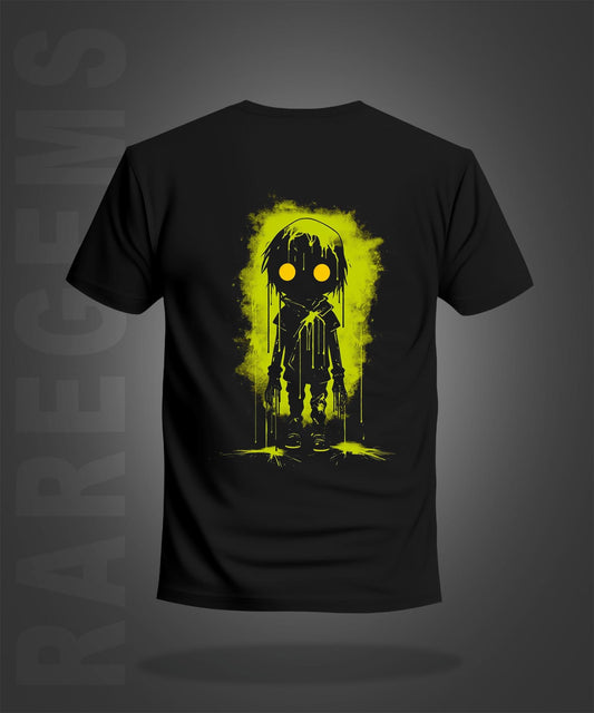 Black Half Sleeve Round Neck Neon Spooky Boy Printed Regular T-Shirt