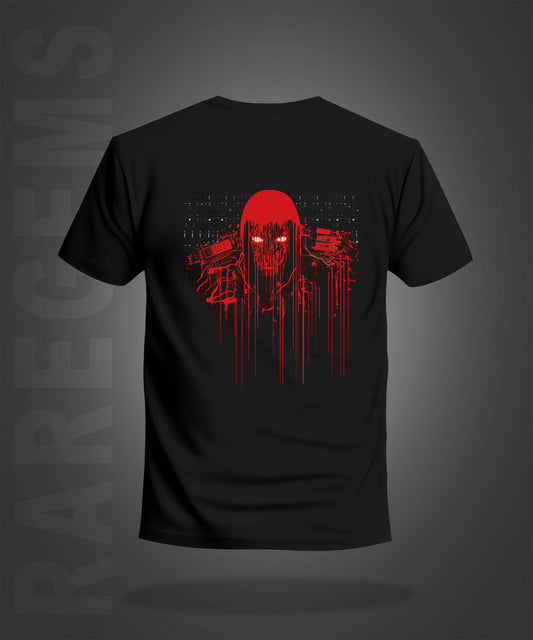 Black Half Sleeve Round Neck Hacking Ghost Printed Regular T-Shirt