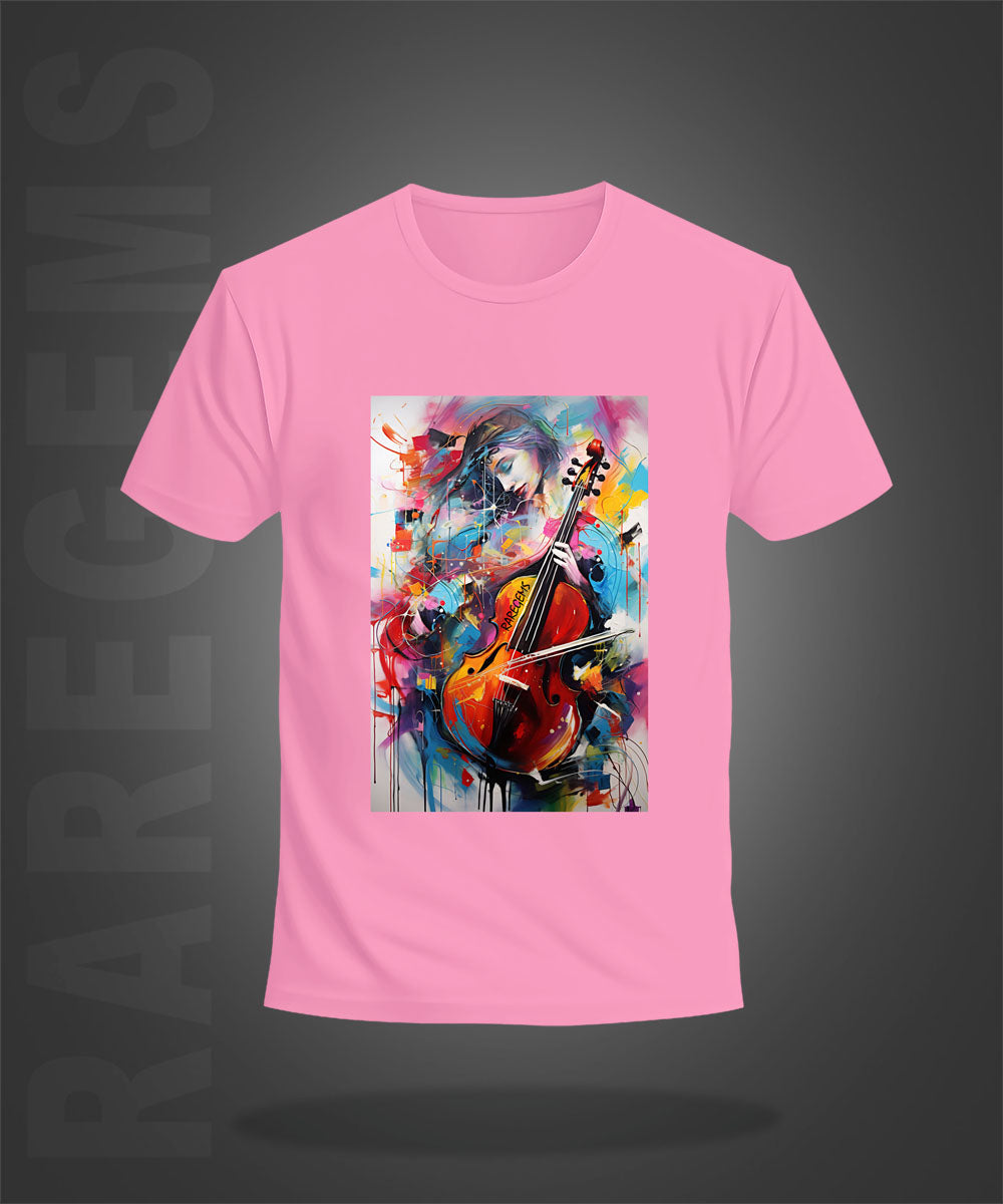 Black Half Sleeve Round Neck Beautiful Girl Painting Printed Regular T-Shirt