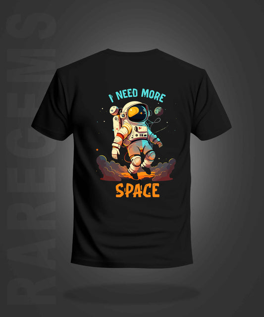 Black Half Sleeve Round Neck I Need More Space Astronaut Printed Regular T-Shirt