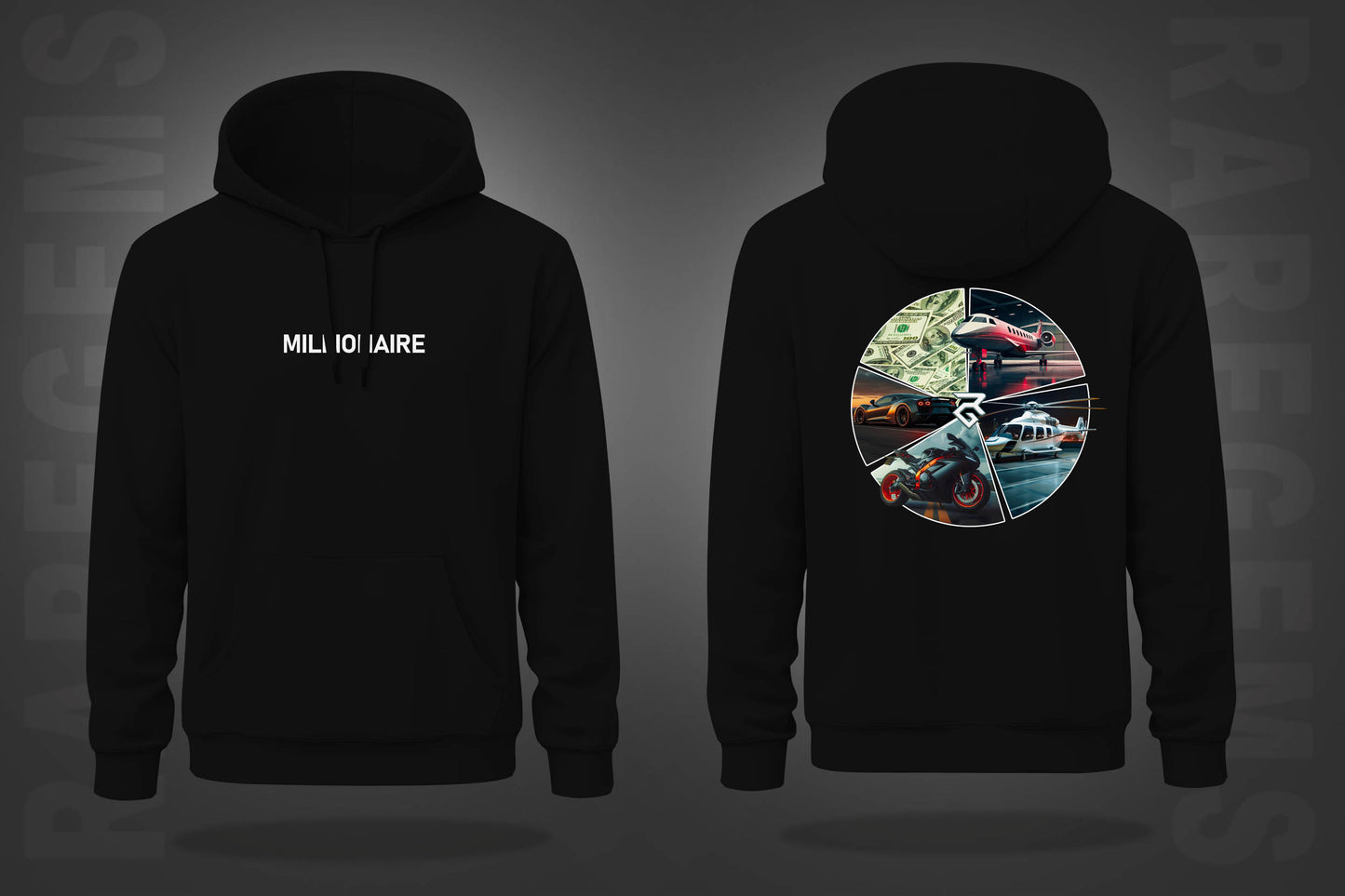 Black Millionaire Printed Regular Hoodie