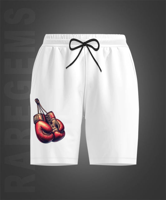 White Boxing Gloves Printed Shorts