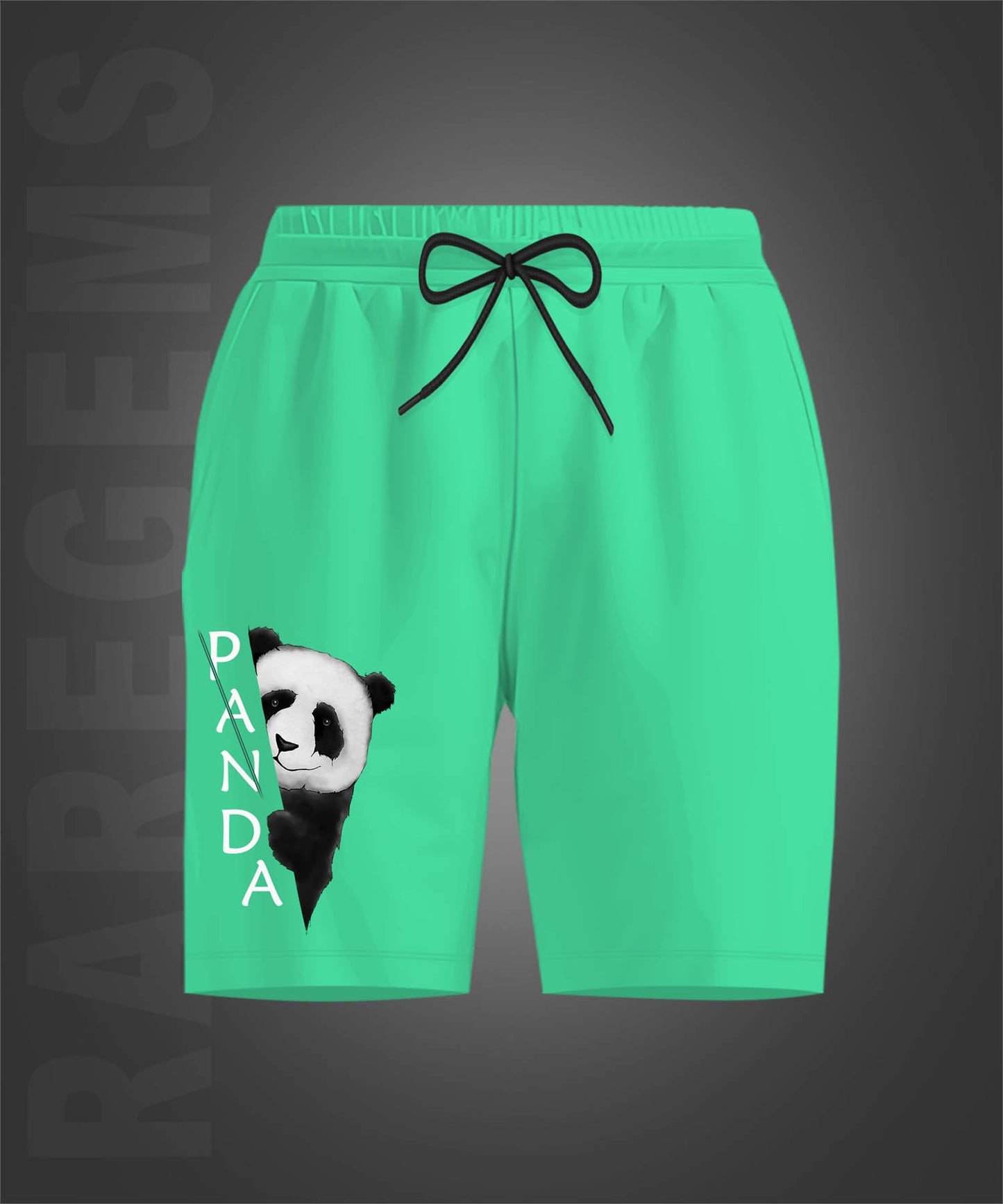 Mint Green Cute Hiding Panda Printed Shorts