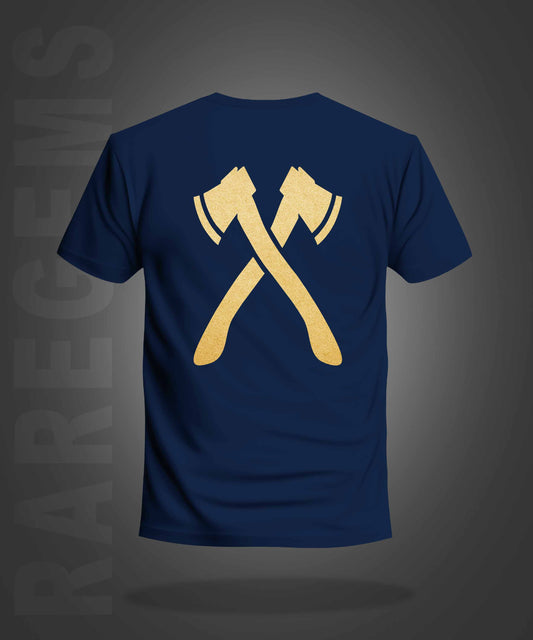 Navy Blue Round Neck Half Sleeve Golden Foil X-Men Printed Regular T-Shirt