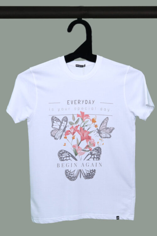 White Half Sleeve Round Neck Everyday Is Your Special Day Printed Regular T-Shirt