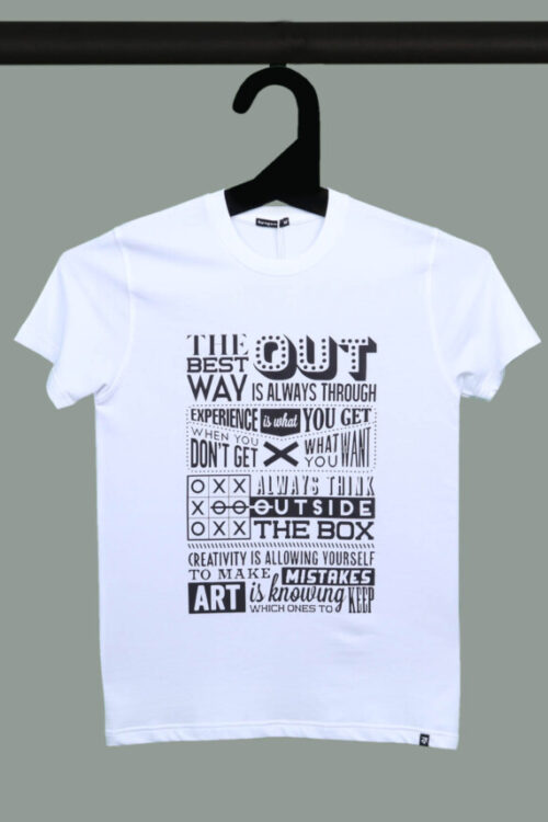 White Half Sleeve Round Neck Inspirational Quotes Printed Regular T-Shirt