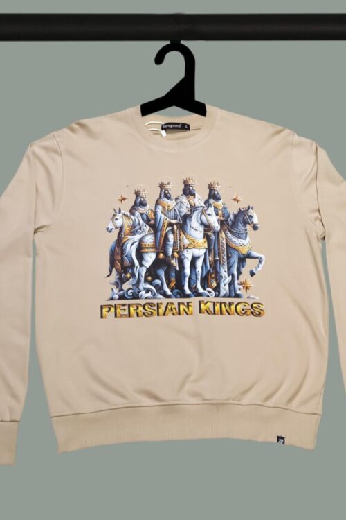 Beige Half Sleeve Round Neck Persian Kings Printed Sweatshirt