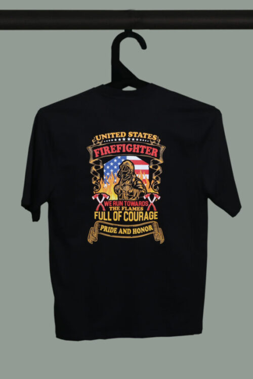 Black Half Sleeve Firefighter Printed Oversized T-Shirt