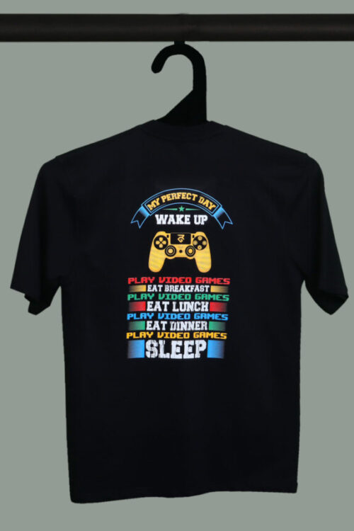 Black Half Sleeve Video Games Printed Oversized T-Shirt
